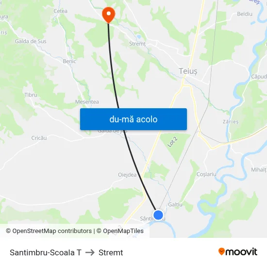 Harta de Santimbru-Scoala T către Stremt