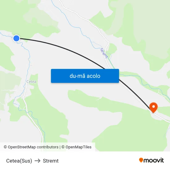 Harta de Cetea(Sus) către Stremt