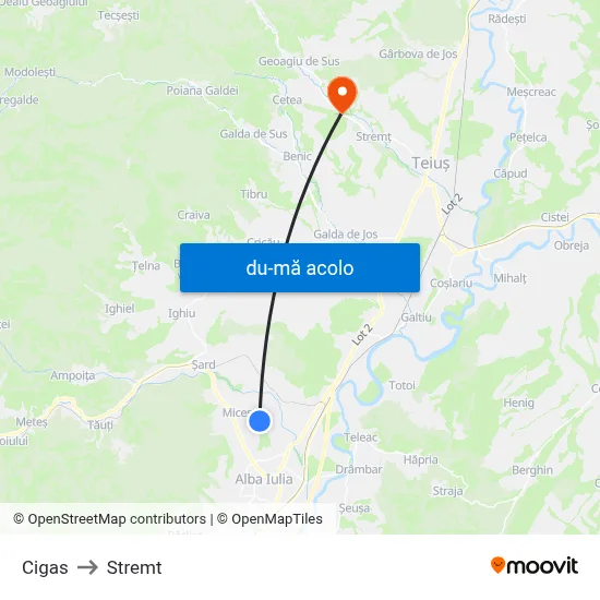 Harta de Cigas către Stremt