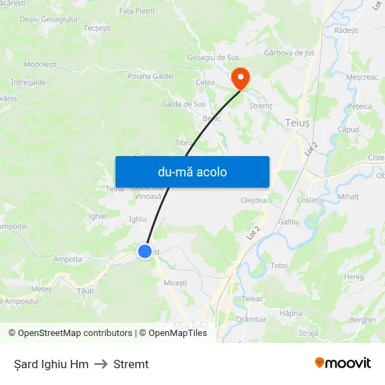 Harta de Șard Ighiu Hm către Stremt
