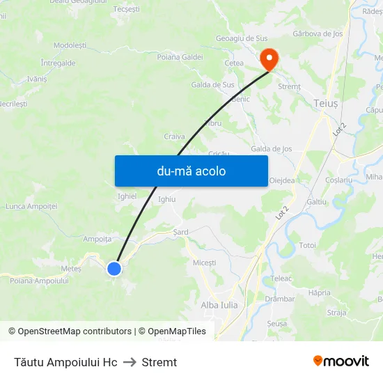 Harta de Tăutu Ampoiului Hc către Stremt