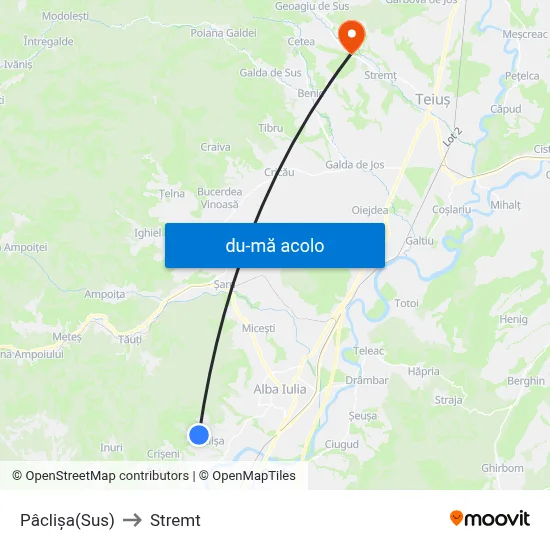 Harta de Pâclișa(Sus) către Stremt