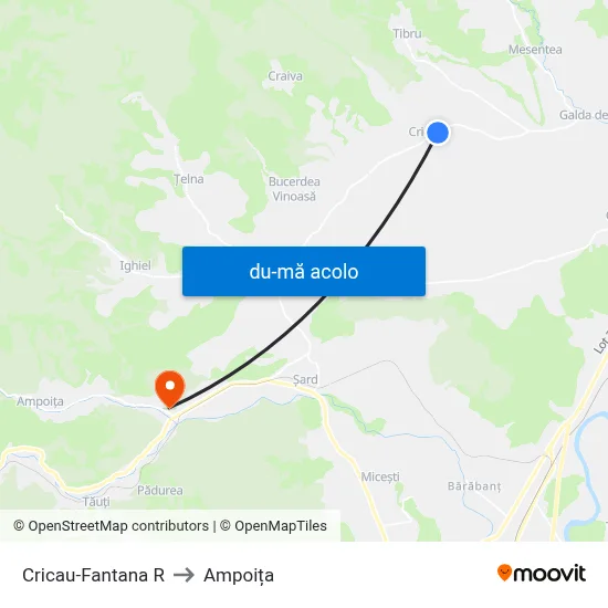 Harta de Cricau-Fantana R către Ampoița