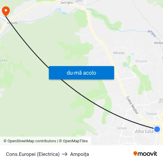 Harta de Cons.Europei (Electrica) către Ampoița