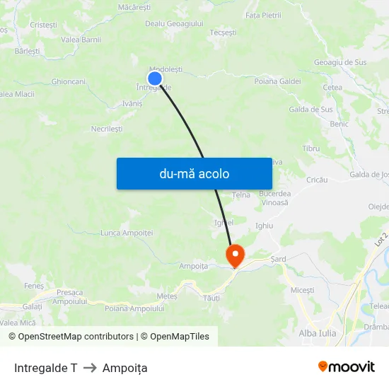 Harta de Intregalde T către Ampoița