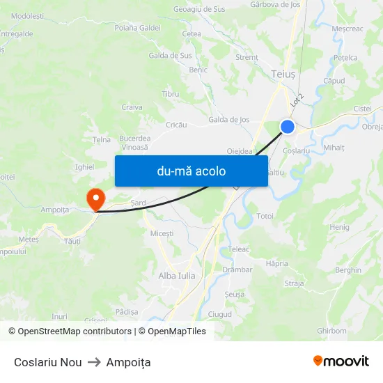 Harta de Coslariu Nou către Ampoița