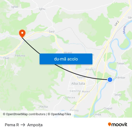 Harta de Pema R către Ampoița