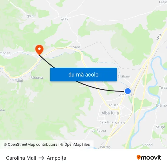 Harta de Carolina Mall către Ampoița