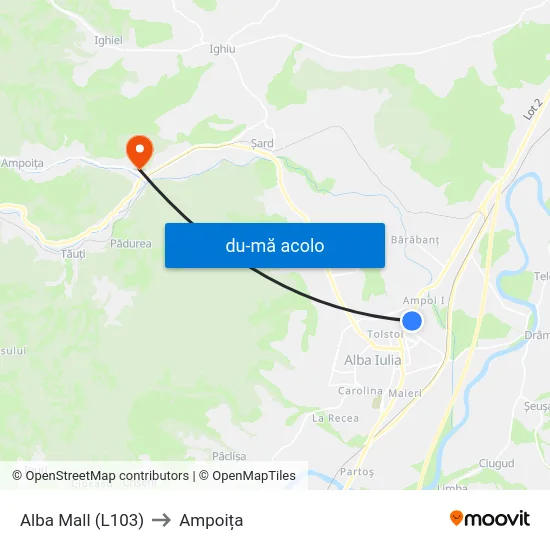 Harta de Alba Mall (L103) către Ampoița