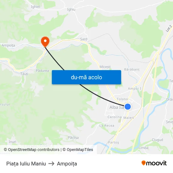 Harta de Piața Iuliu Maniu către Ampoița