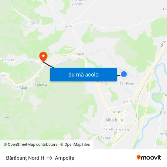 Harta de Bărăbanț Nord H către Ampoița