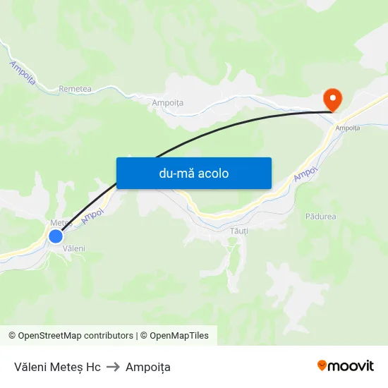 Harta de Văleni Meteș Hc către Ampoița