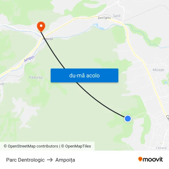 Harta de Parc Dentrologic către Ampoița
