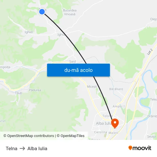 Harta de Telna către Alba Iulia