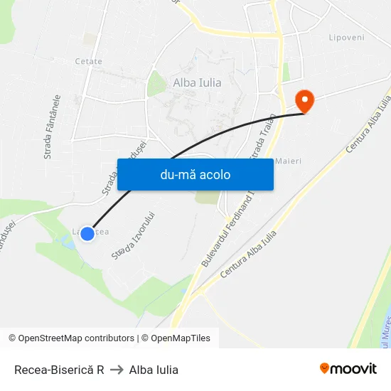 Harta de Recea-Biserică R către Alba Iulia