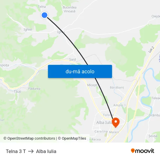 Harta de Telna 3 T către Alba Iulia