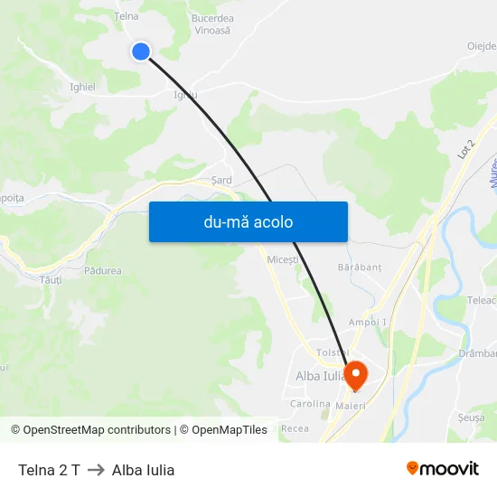 Harta de Telna 2 T către Alba Iulia