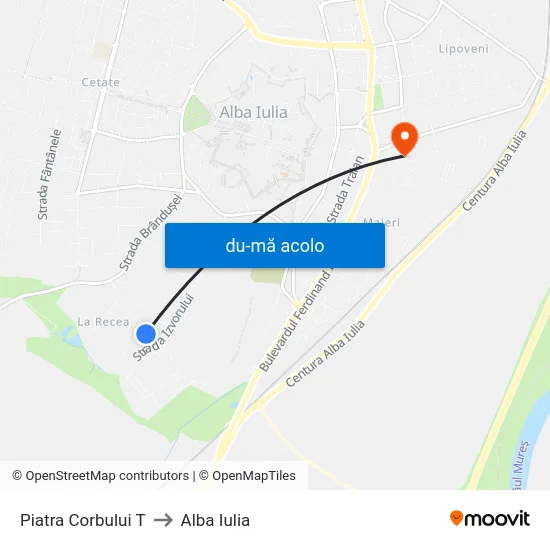 Harta de Piatra Corbului T către Alba Iulia