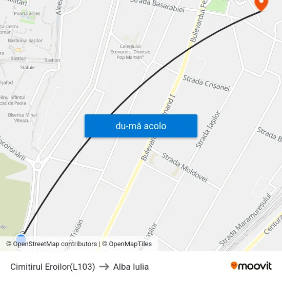 Harta de Cimitirul Eroilor(L103) către Alba Iulia