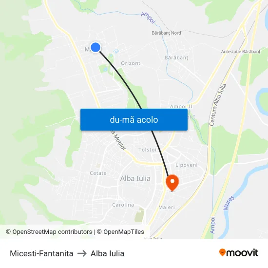 Harta de Micesti-Fantanita către Alba Iulia