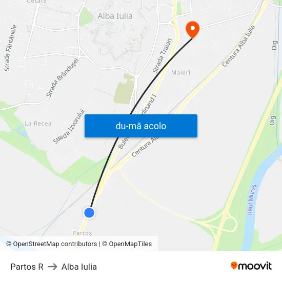 Harta de Partos R către Alba Iulia