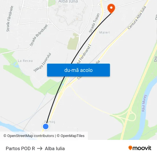 Harta de Partos POD R către Alba Iulia