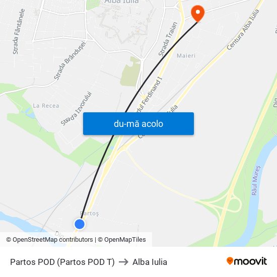 Harta de Partos POD (Partos POD T) către Alba Iulia