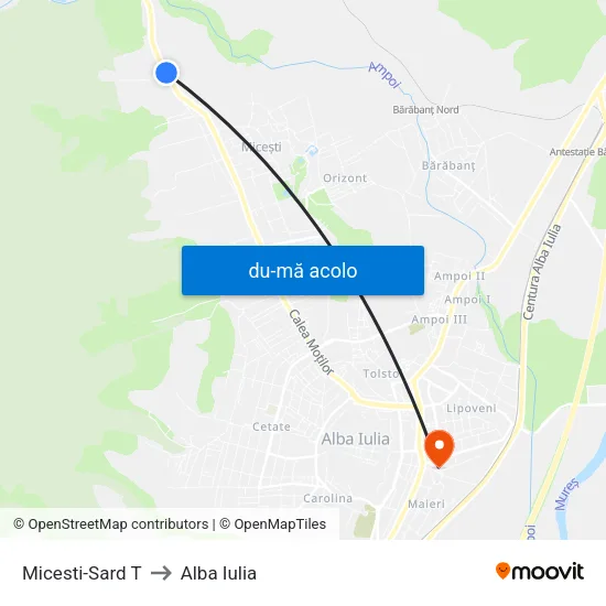 Harta de Micesti-Sard T către Alba Iulia