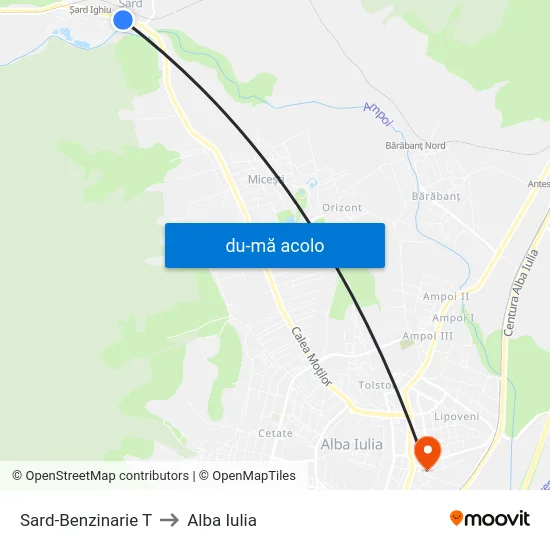 Harta de Sard-Benzinarie T către Alba Iulia