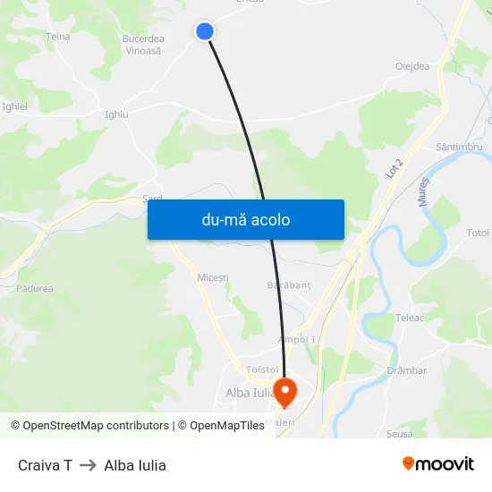 Harta de Craiva T către Alba Iulia