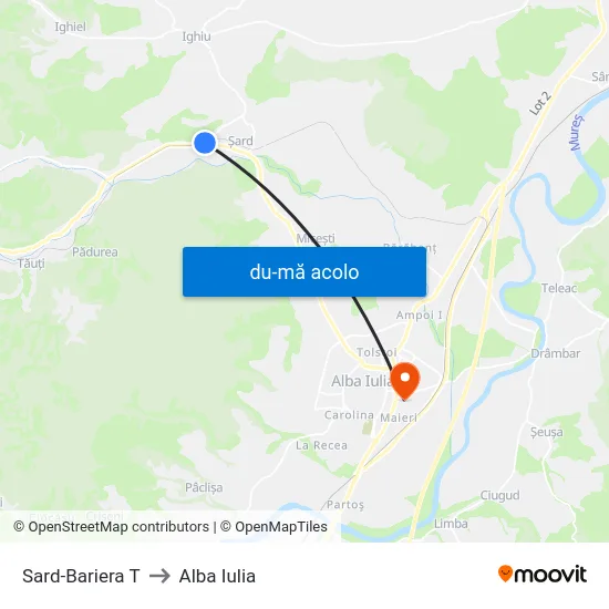 Harta de Sard-Bariera T către Alba Iulia