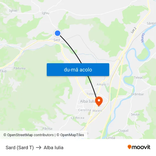 Harta de Sard T către Alba Iulia