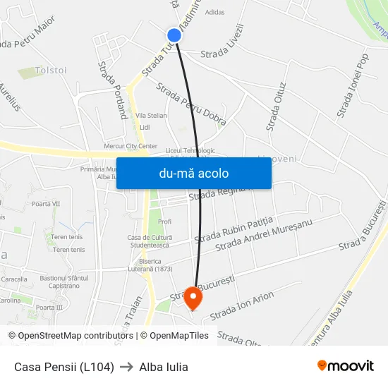 Harta de Casa Pensii (L104) către Alba Iulia