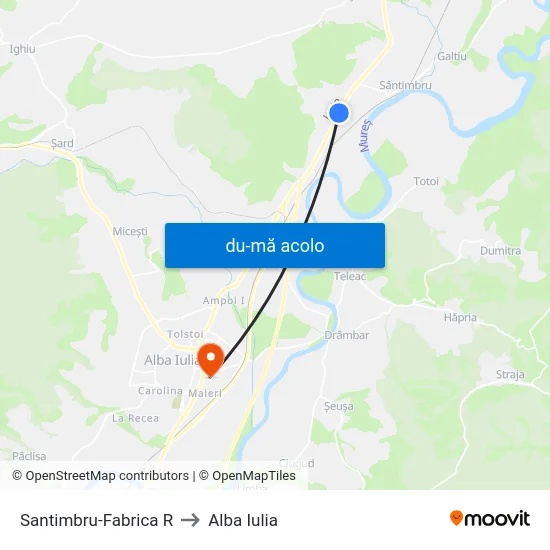 Harta de Santimbru-Fabrica R către Alba Iulia