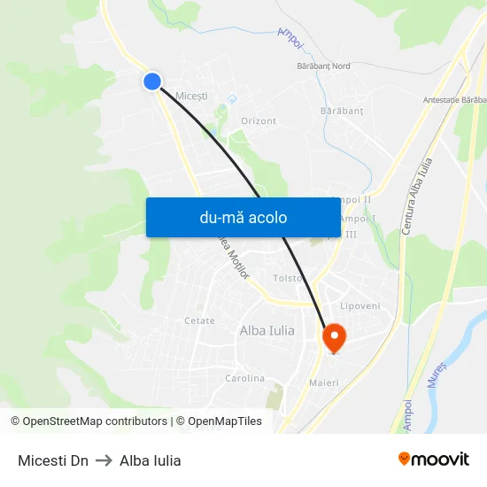 Harta de Micesti  Dn către Alba Iulia