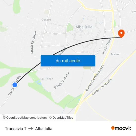 Harta de Transavia T către Alba Iulia