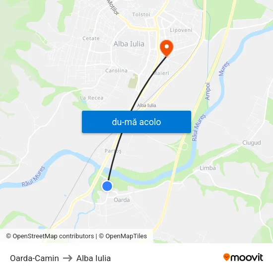 Harta de Oarda-Camin către Alba Iulia