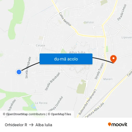 Harta de Orhideelor R către Alba Iulia