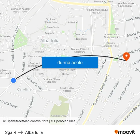 Harta de Sga R către Alba Iulia