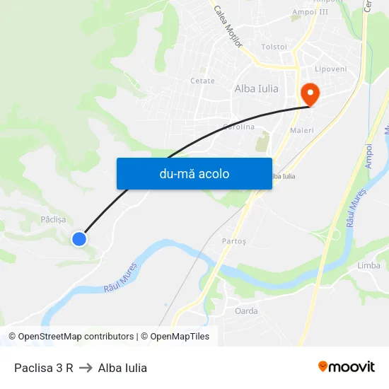 Harta de Paclisa 3 R către Alba Iulia