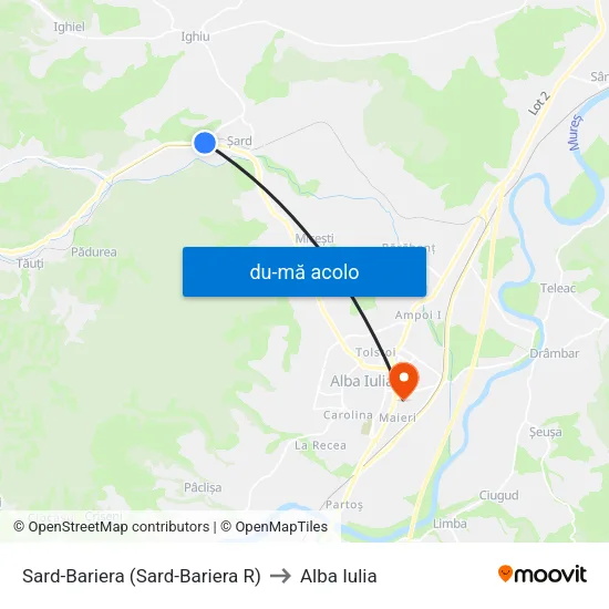 Harta de Sard-Bariera R către Alba Iulia