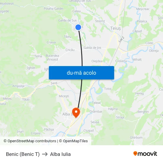 Harta de Benic T către Alba Iulia