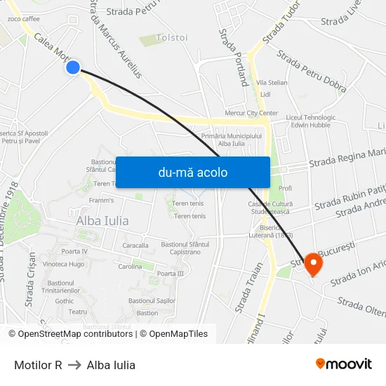 Harta de Motilor R către Alba Iulia