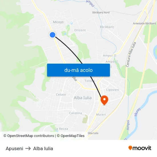 Harta de Apuseni către Alba Iulia