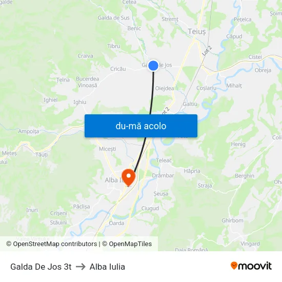 Harta de Galda De Jos 3t către Alba Iulia
