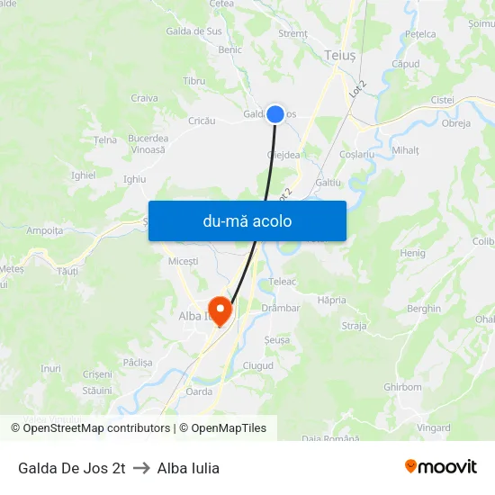 Harta de Galda De Jos 2t către Alba Iulia