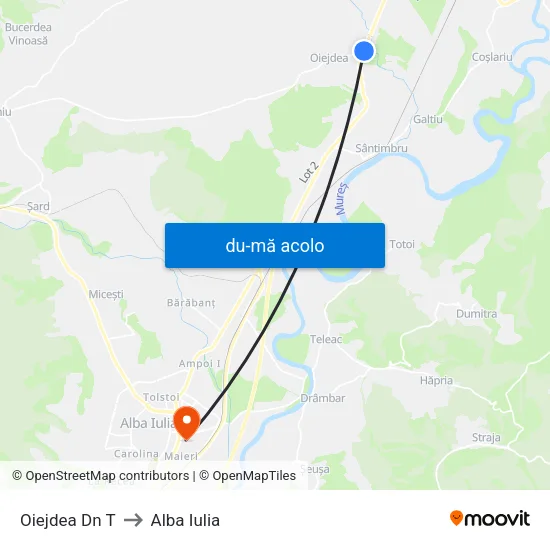 Harta de Oiejdea Dn T către Alba Iulia