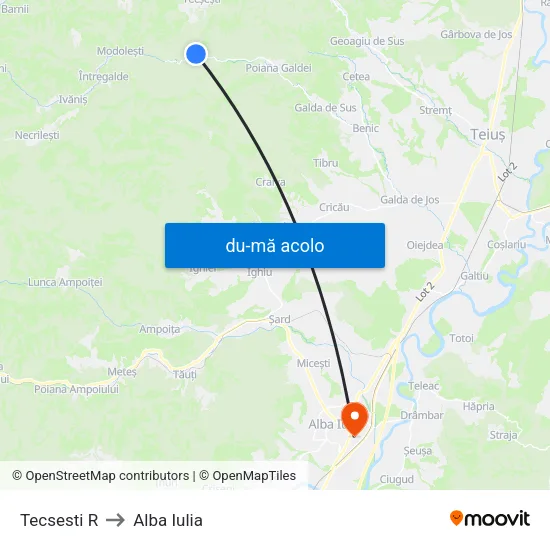 Harta de Tecsesti R către Alba Iulia