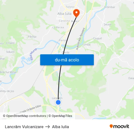 Harta de Lancrăm Vulcanizare către Alba Iulia