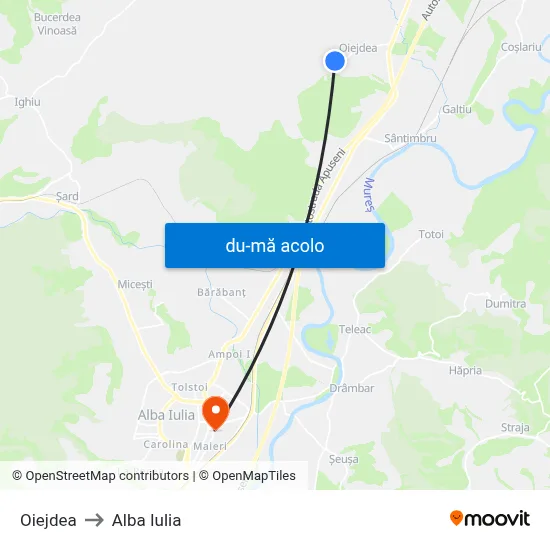 Harta de Oiejdea către Alba Iulia